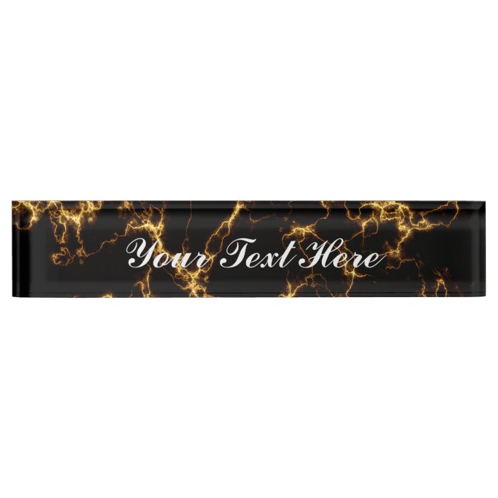 Elegant Marble Style3 Black Gold Desk Name Plate Zazzle Com