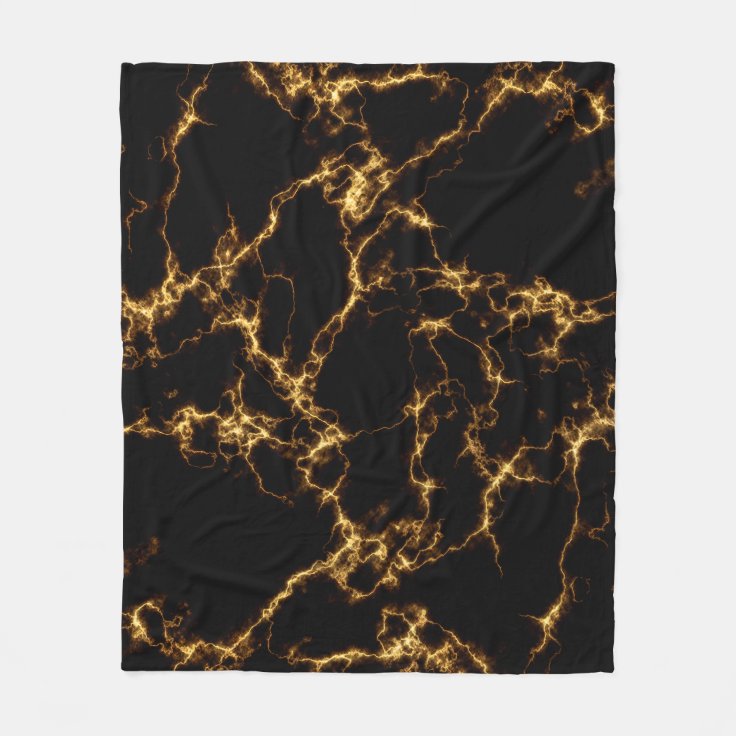 Elegant Marble style3 Black Gold Fleece Blanket Zazzle