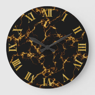 Elegant Marble style3 - Black Gold Large Clock