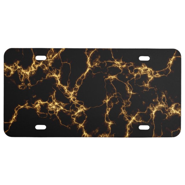 Elegant Marble style3 - Black Gold License Plate (Front)