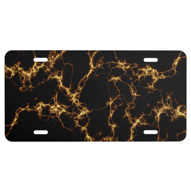Elegant Marble style3 - Black Gold License Plate (Front)