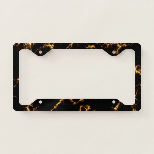 Elegant Marble style3 - Black Gold License Plate Frame (Front)