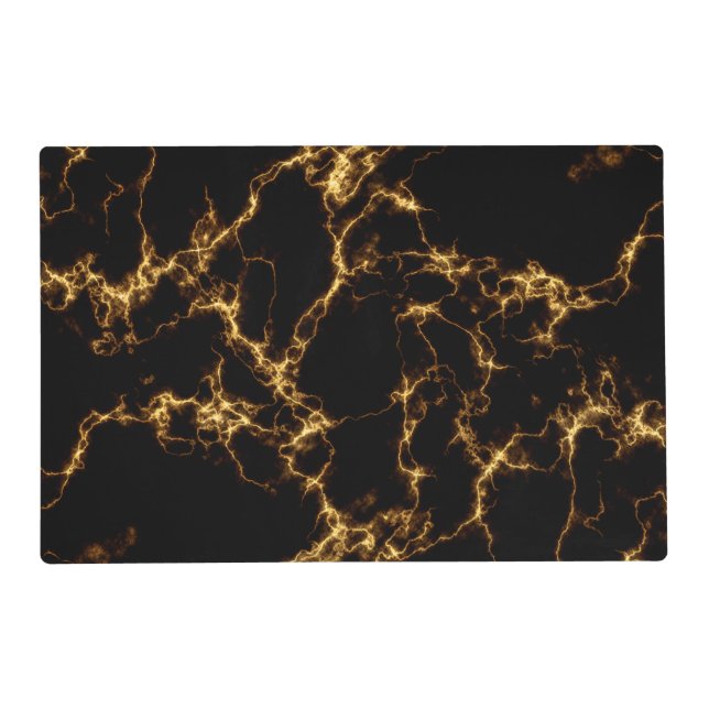 Elegant Marble style3 - Black Gold Placemat (Front)