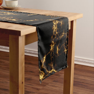 Elegant Marble style3 - Black Gold Short Table Runner