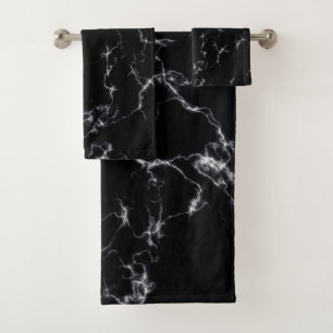 Elegant Marble style4 - Black and White Bath Towel Set