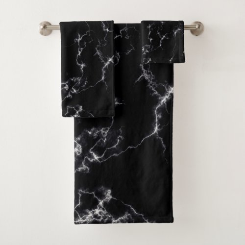 Elegant Marble style4 _ Black and White Bath Towel Set