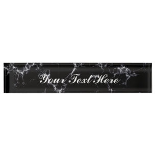 Elegant Marble style4 - Black and White Desk Name Plate