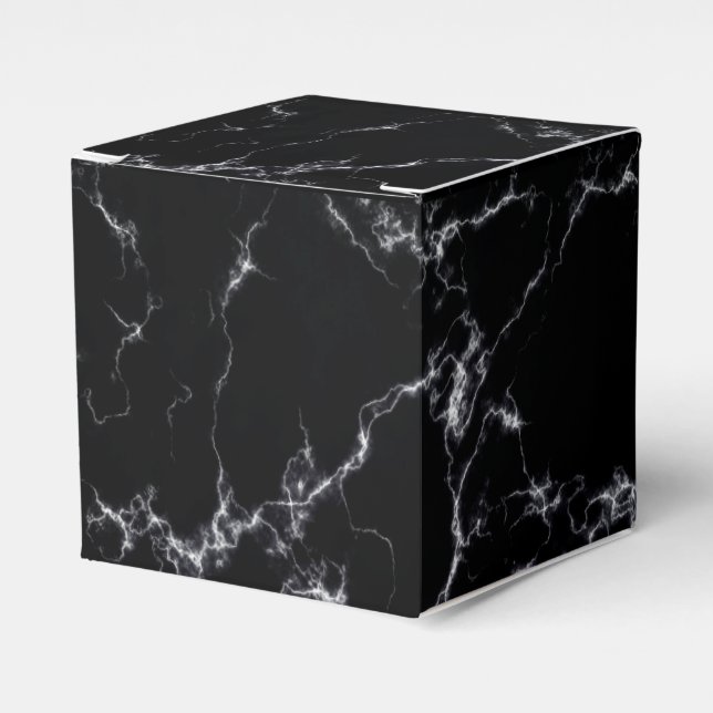 Elegant Marble style4 - Black and White Favor Boxes (Front Side)