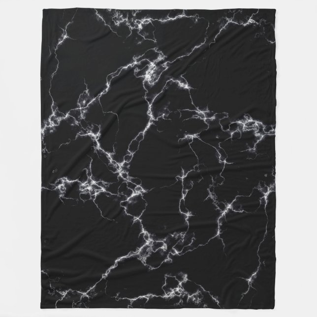 Elegant Marble style4 - Black and White Fleece Blanket (Front)
