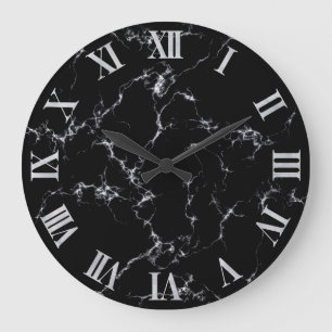 Elegant Marble style4 - Black and White Large Clock