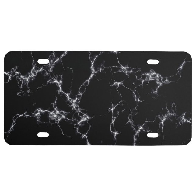 Elegant Marble style4 - Black and White License Plate (Front)