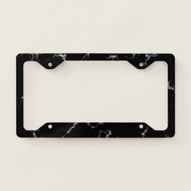 Elegant Marble style4 - Black and White License Plate Frame (Front)