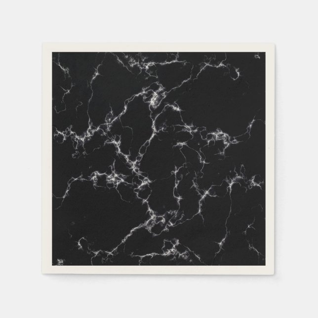 Elegant Marble style4 - Black and White Paper Napkins (Front)
