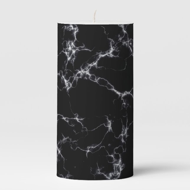 Elegant Marble style4 - Black and White Pillar Candle (Front)