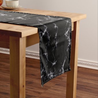 Elegant Marble style4 - Black and White Short Table Runner | Zazzle