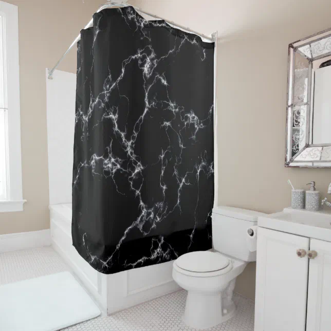 Elegant Marble style4 Black and White Shower Curtain Zazzle