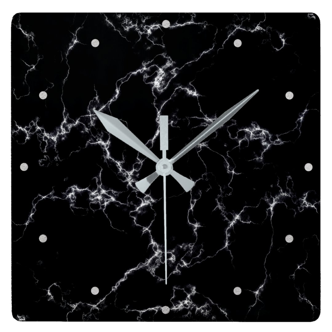 Elegant Marble style4 Black and White Square Wall Clock Zazzle