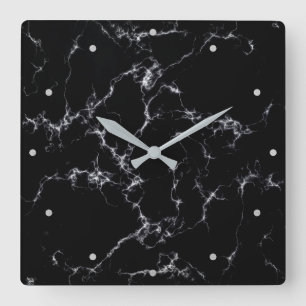 Elegant Marble style4 - Black and White Square Wall Clock