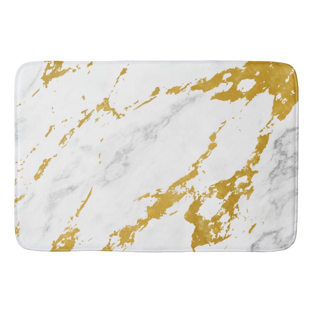 Elegant Marble style6 - Gold and White Bath Mat (Front)