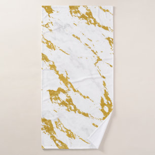 Elegant Marble style6 - Gold and White Bath Towel