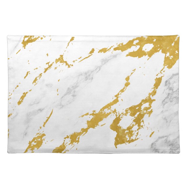 Elegant Marble style6 - Gold and White Cloth Placemat (Front)