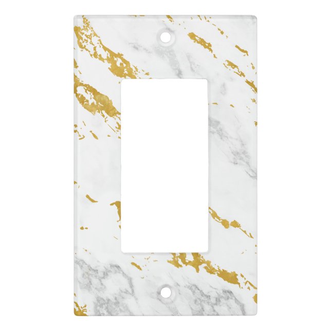 Elegant Marble style6 - Gold and White Light Switch Cover (Front)