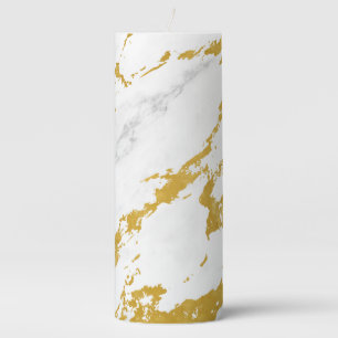 Elegant Marble style6 - Gold and White Pillar Candle