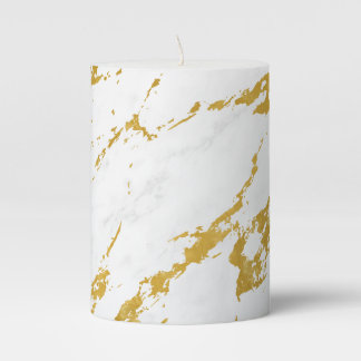 Elegant Marble style6 - Gold and White Pillar Candle