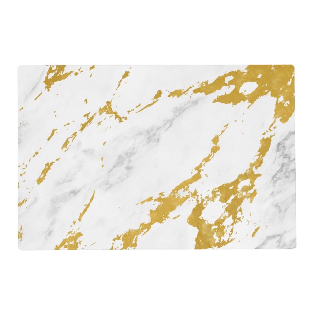 Elegant Marble style6 - Gold and White Placemat (Front)