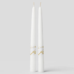 Elegant Marble style6 - Gold and White Taper Candle