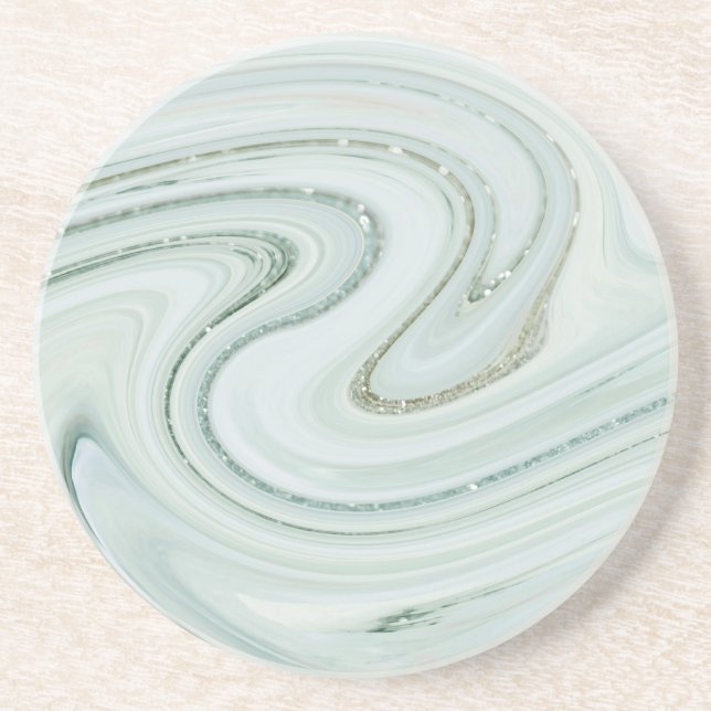 Elegant Marble Swirl Glitter Pattern Sparkle Glam Coaster (Front)