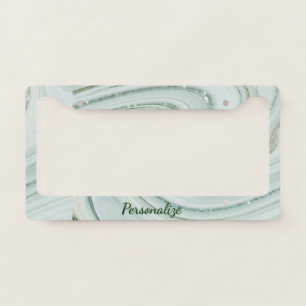 Elegant Marble Swirl Glitter Pattern Sparkle Glam License Plate Frame