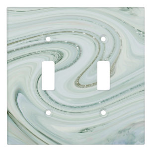 Elegant Marble Swirl Glitter Pattern Sparkle Glam Light Switch Cover