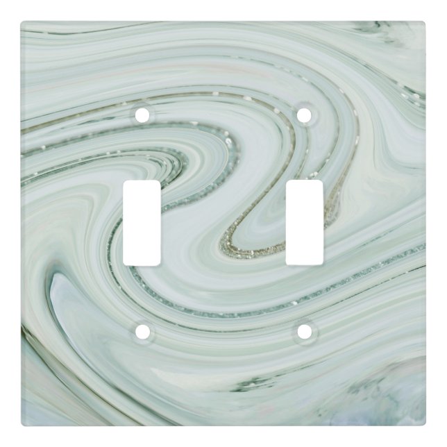 Elegant Marble Swirl Glitter Pattern Sparkle Glam Light Switch Cover (Front)