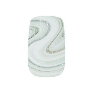 Elegant Marble Swirl Silver Glitter Sparkle Glam Minx Nail Art