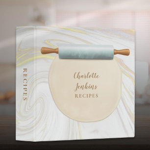 Elegant Marble Swirls Rolling Pin Recipe 3 Ring Binder