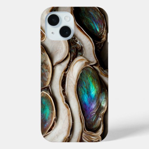 Elegant Marble Texture Abalone Stones Luxury iPhone 15 Case