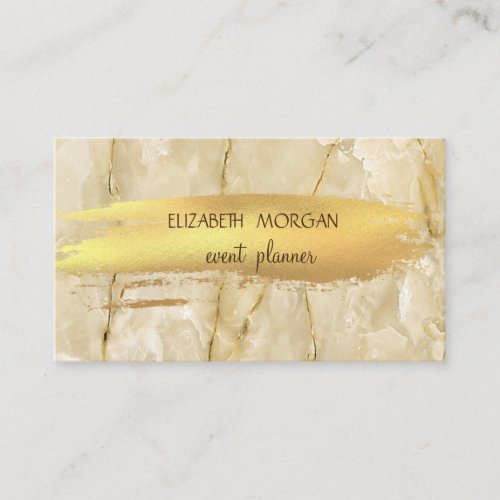 Elegant  Marble Texture Gold Foil Brush Stroke Business Card