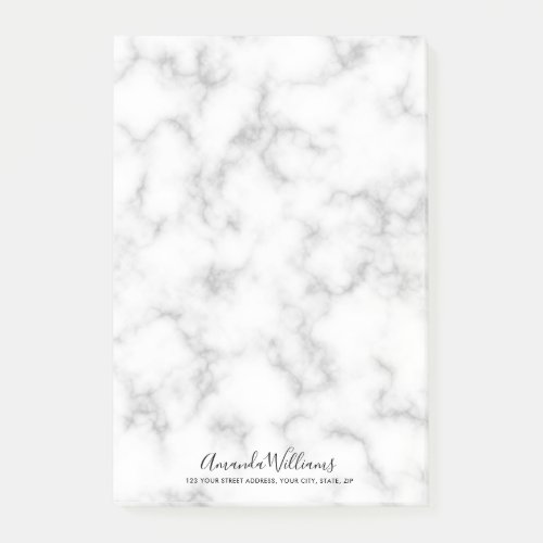 Elegant marble texture personalized name address post_it notes