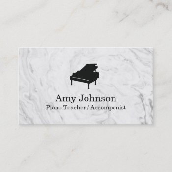 Elegant Marble Texture Piano Teacher Business Card by RustyDoodle at Zazzle