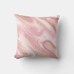 Elegant marble texture. Rose gold liquid shiny tex Throw Pillow
