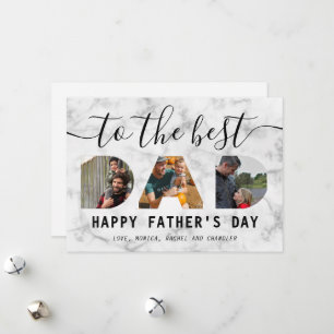 Elegant Marble Toned Script Photo Father’s Day Holiday Card