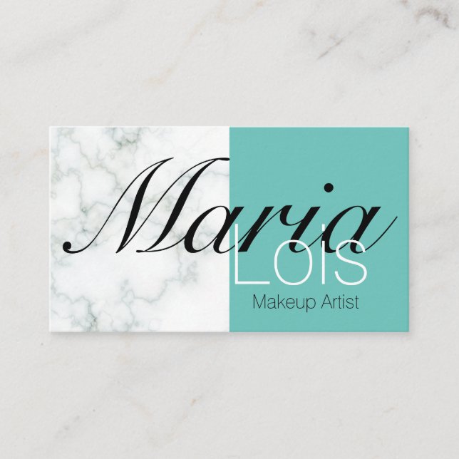 Elegant Marble Two Tone Makeup Artistry Business C Card (Front)