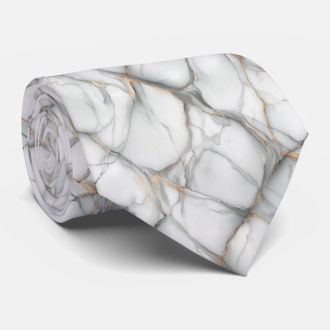 Elegant Marble Vein Pattern Neck Tie (Rolled)