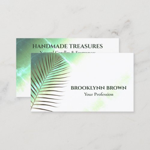 Elegant Marble Watercolor Floral Modern Green Business Card