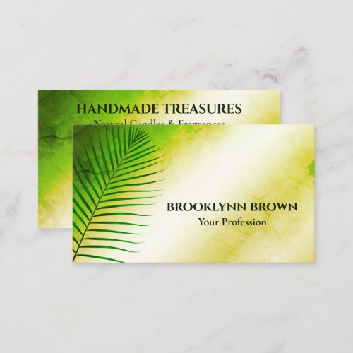 Elegant Marble Watercolor Floral Modern Yellow Business Card
