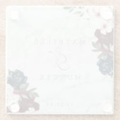 Elegant Marble & Watercolor Florals Save the Date Glass Coaster (Back)