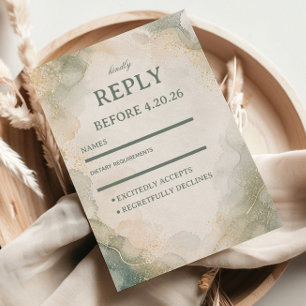 Elegant Marble Watercolor RSVP Card