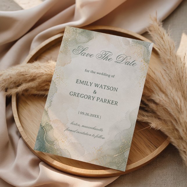 Elegant Marble Watercolor Save The Date (Creator Uploaded)