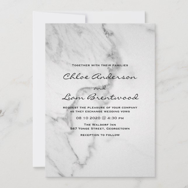Elegant Marble Wedding Invitation (Front)